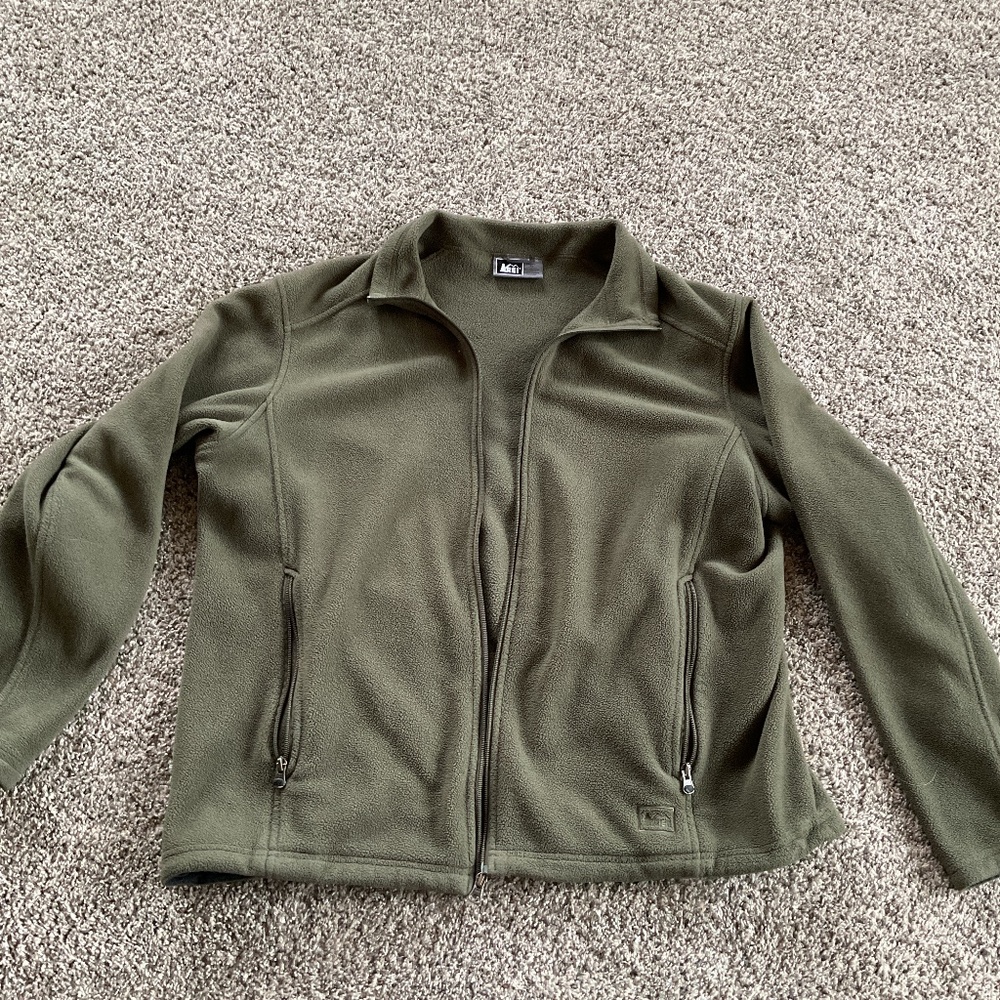 REI Olive Green Full-Zip Fleece Jacket